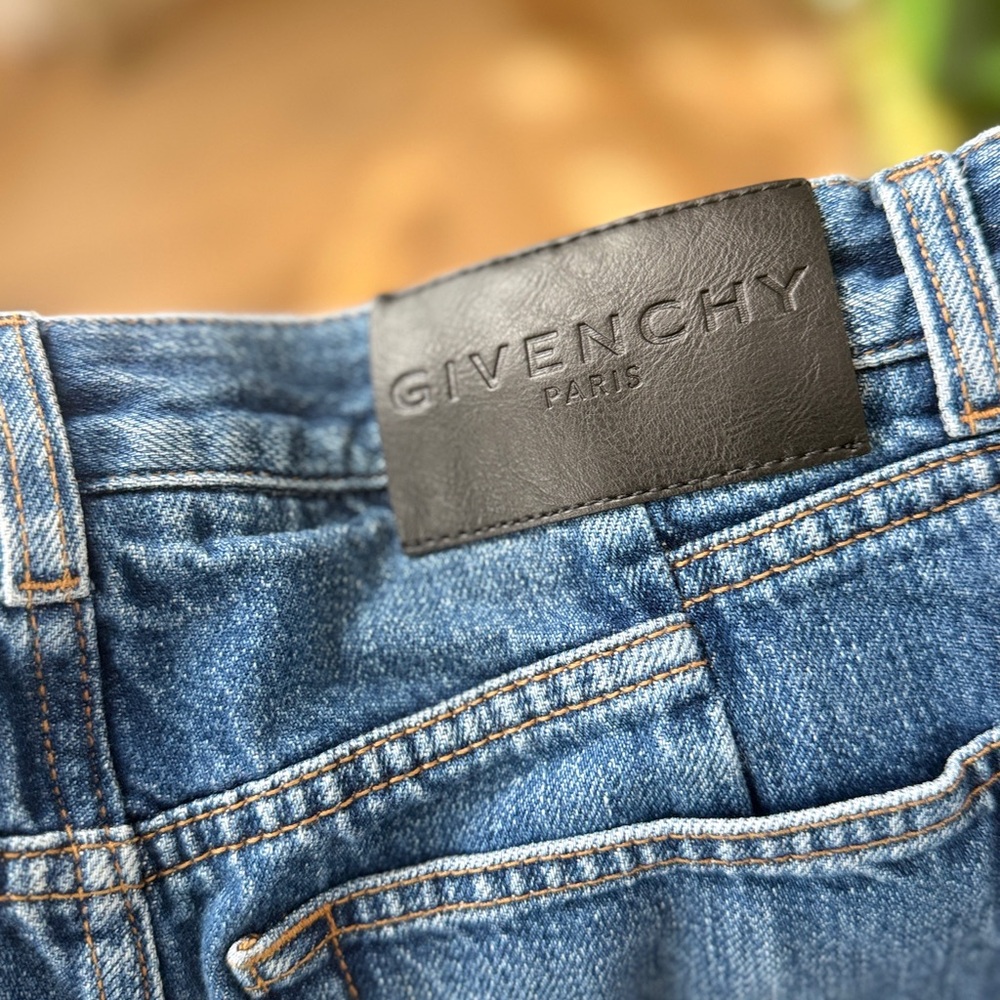 Givenchy Two-Tone Patchwork Blue Straight-Leg Jea… - image 3